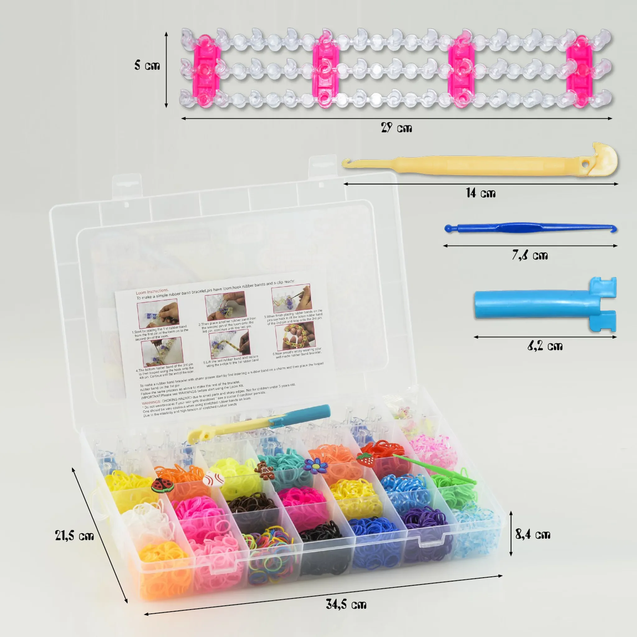Loom Bands Starter Set XXL – 4.200 Gummibänder mit Webrahmen